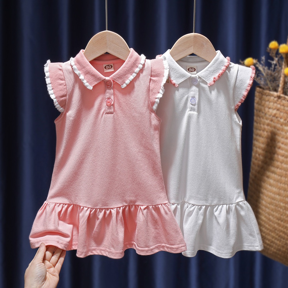 女童無袖POLO衫裙子兒童夏季純棉連衣裙翻領休閑運動裙寶寶網球裙-細節圖10