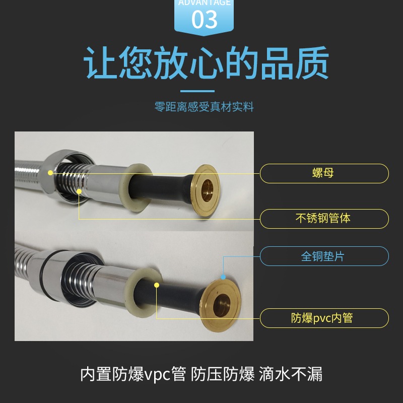 管子淋浴條熱水器配件水管浴室雨頭花不銹鋼噴淋軟管米灑1.5防爆2-細節圖5