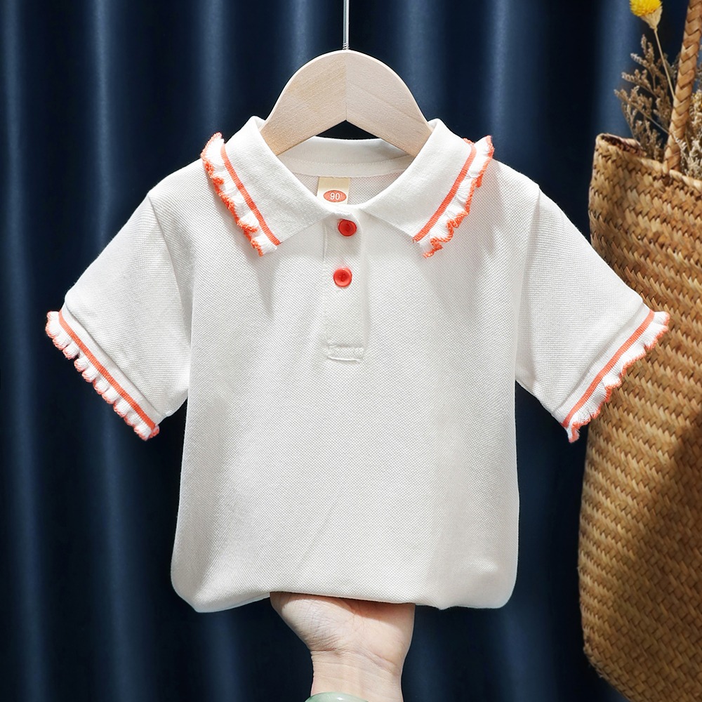 女童上衣夏裝新款兒童韓版洋氣學院風polo衫小女孩撞色短袖潮-細節圖9