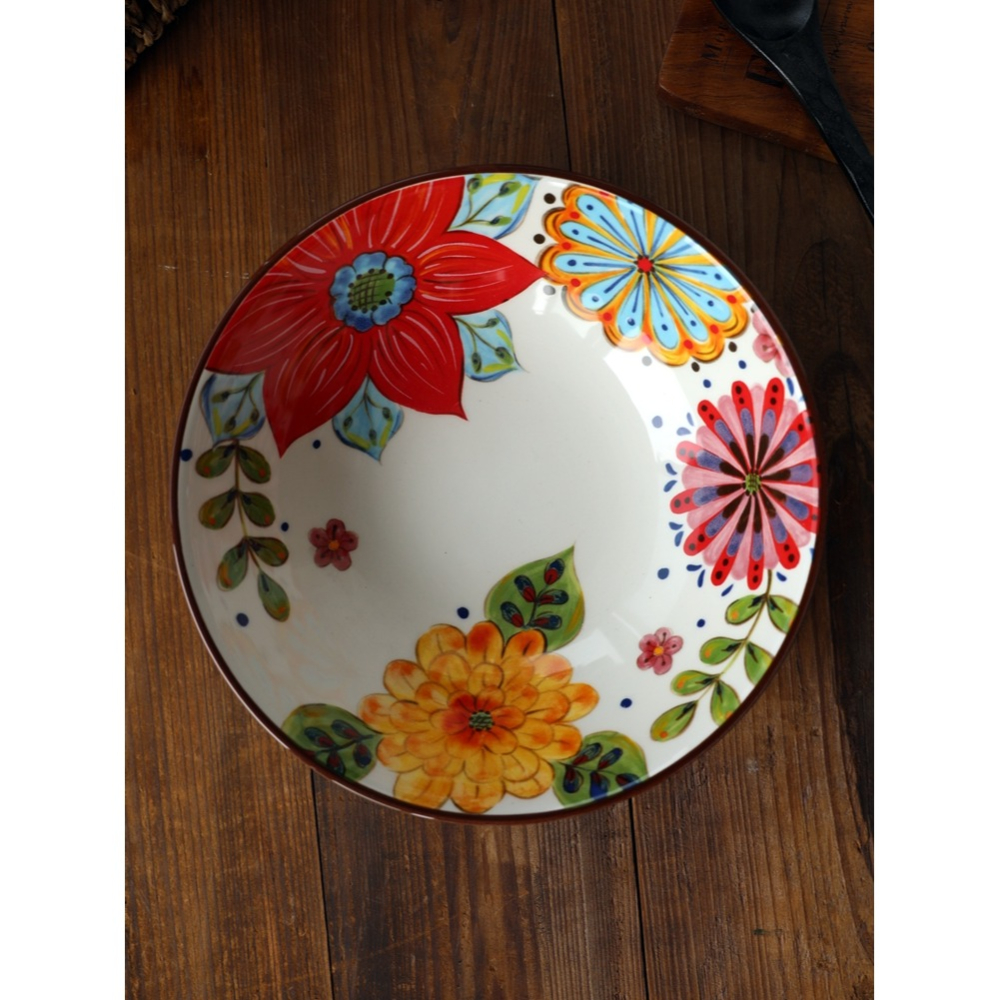 朗汀 花迷離創意陶瓷麪碗湯碗蓋澆飯碗甜品碗沙拉碗拉麪碗餛飩碗-細節圖2