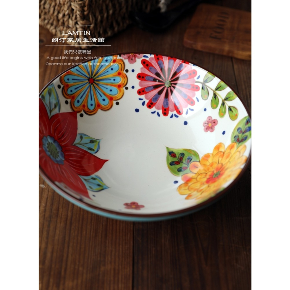朗汀 花迷離創意陶瓷麪碗湯碗蓋澆飯碗甜品碗沙拉碗拉麪碗餛飩碗-細節圖3