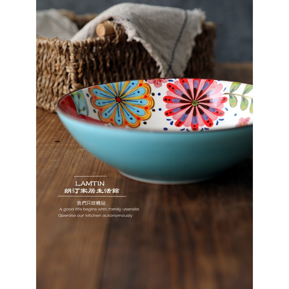 朗汀 花迷離創意陶瓷麪碗湯碗蓋澆飯碗甜品碗沙拉碗拉麪碗餛飩碗-細節圖4