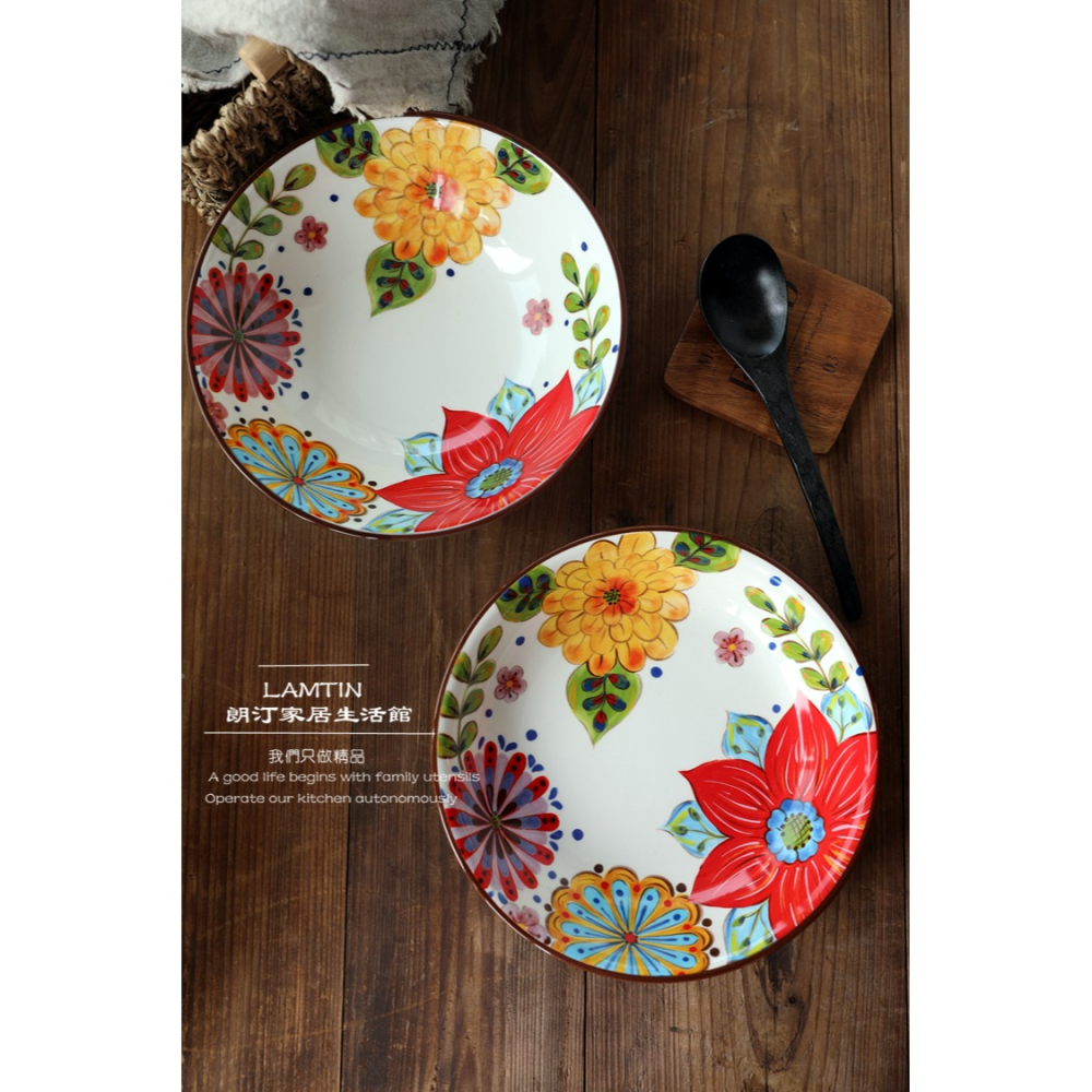 朗汀 花迷離創意陶瓷麪碗湯碗蓋澆飯碗甜品碗沙拉碗拉麪碗餛飩碗-細節圖7