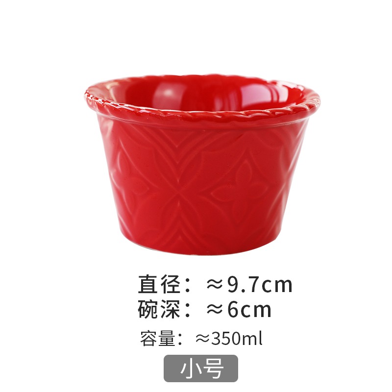 日式紅色冰激凌碗 雪糕碗 焗碗蛋糕布丁小碗甜品碗水果沙拉大碗-細節圖6