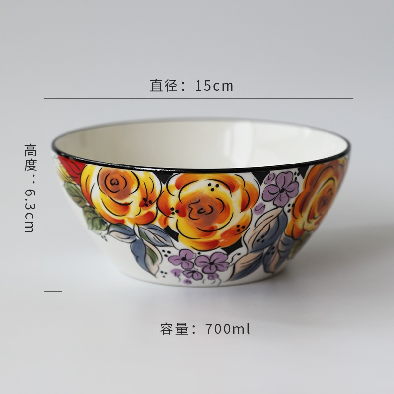 日式陶瓷餐具創意個性手繪碗盤碟組合 家用菜盤子 方形盤湯碗水杯-細節圖7