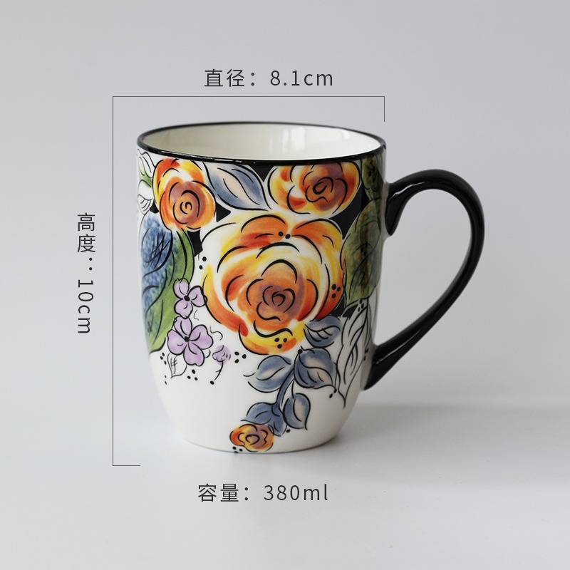 日式陶瓷餐具創意個性手繪碗盤碟組合 家用菜盤子 方形盤湯碗水杯-細節圖8