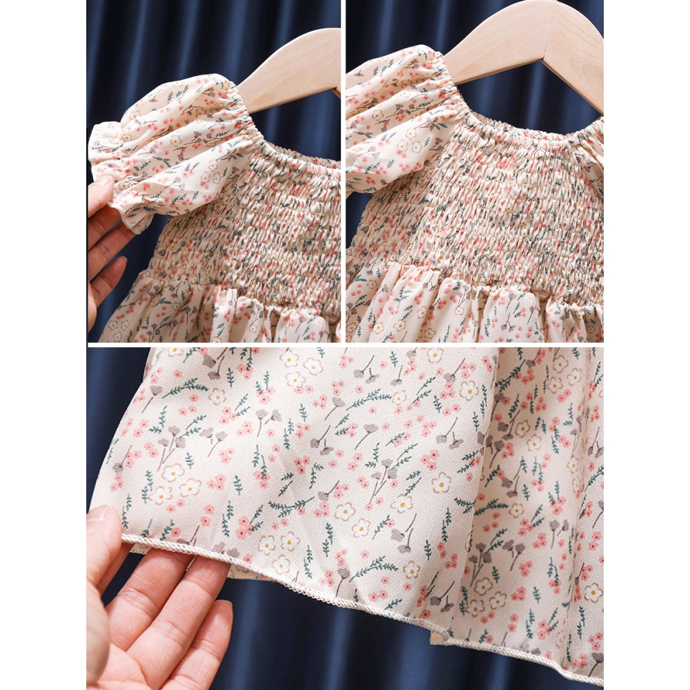女童連衣裙夏裝洋氣碎花裙夏季新款兒童公主裙中小童短袖裙子-細節圖5