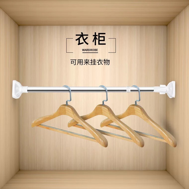 伸縮桿打孔桿免不銹鋼窗簾門簾桿晾衣衣櫃臥室桿桿子浴室撐桿浴簾-細節圖3
