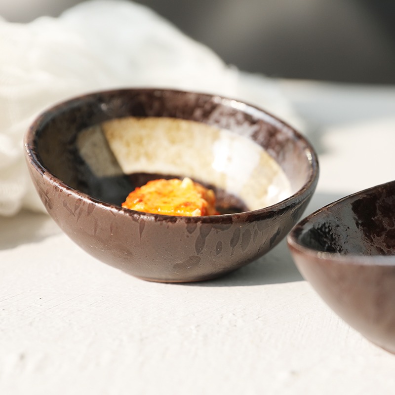 朗汀家用粗陶斜口醬料碟調味碟點心小盤碟子兒童碟吐骨碟 醬油碟-細節圖3