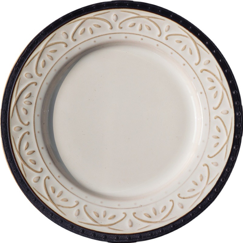 歐式復古浮雕陶瓷餐盤 意麪盤創意平盤菜盤點心盤早餐盤家用-細節圖5