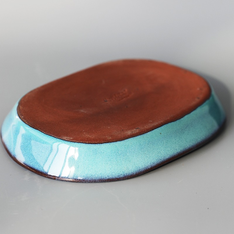 創意粗陶陶瓷沙拉焗飯淺口盤不規則手工創意長條橢圓盤日式料理盤-細節圖4