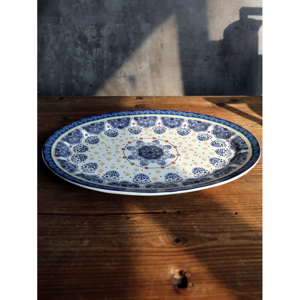 法式藍色碎花橢圓盤陶瓷長條盤日式料理點心燒烤BBQ盤魚盤-細節圖3