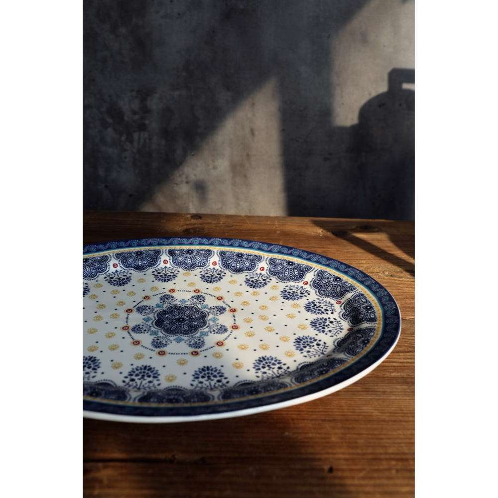 法式藍色碎花橢圓盤陶瓷長條盤日式料理點心燒烤BBQ盤魚盤-細節圖8