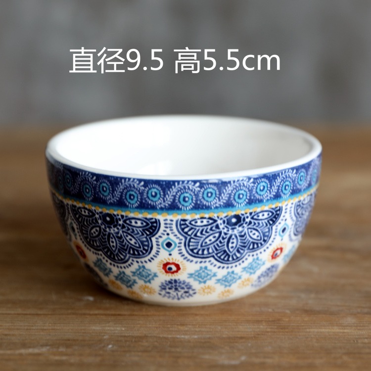 藍色小碎花外貿陶瓷餐具麪碗森女風陶瓷餐具湯碗/沙拉碗米飯碗-細節圖4
