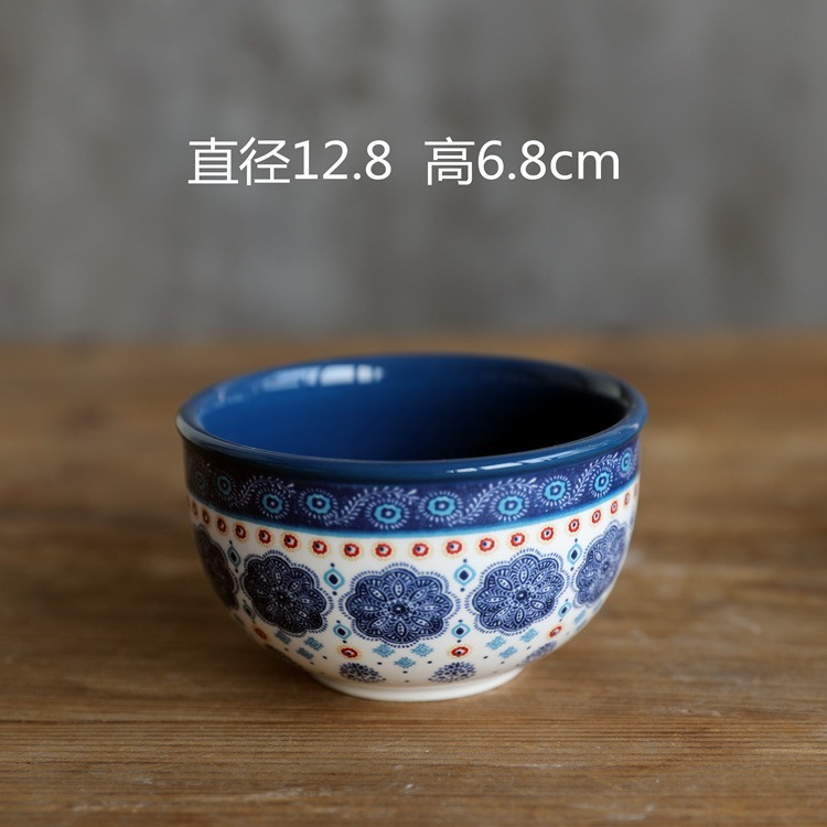 藍色小碎花外貿陶瓷餐具麪碗森女風陶瓷餐具湯碗/沙拉碗米飯碗-細節圖7