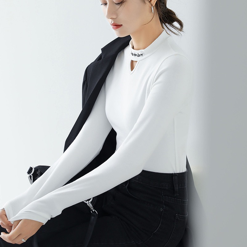 打底衫女年春裝新款鏤空修身內搭洋氣年冬季保暖上衣服潮-細節圖3