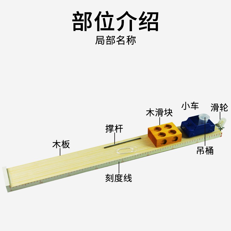 斜面小車初中帶刻度木板金屬小車帶孔木塊金屬擋板運動平均速度摩擦定律教學儀器物理力學實驗二力平衡實驗器-細節圖3