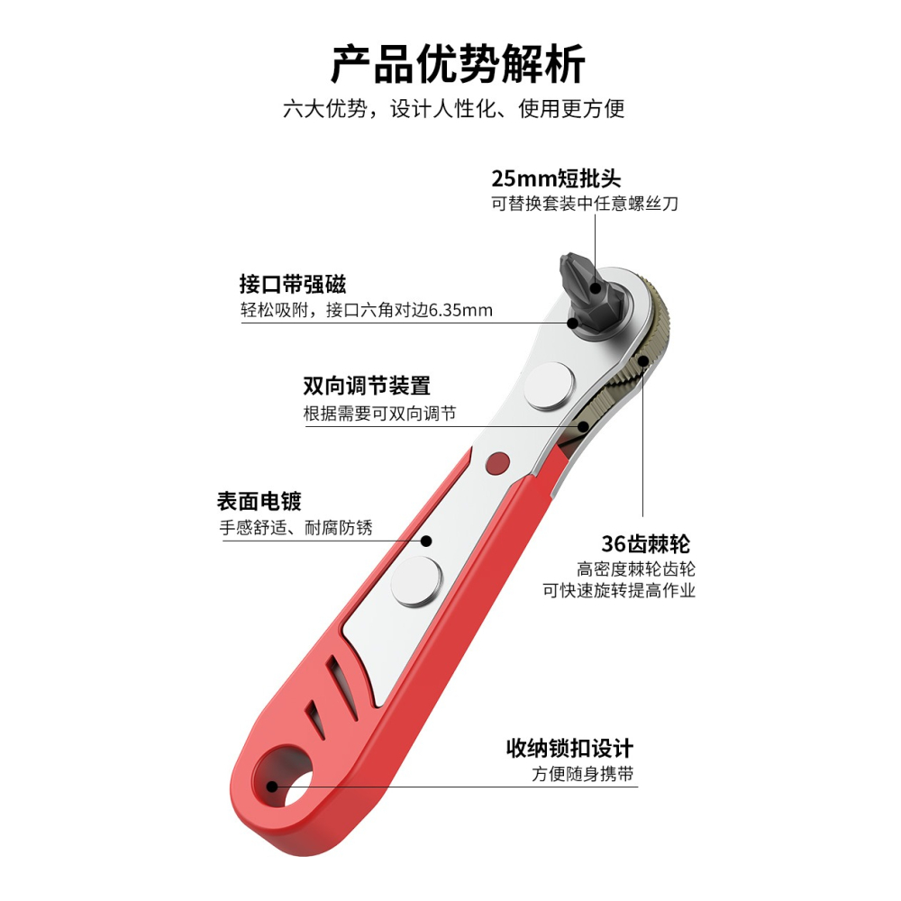 BROPPE浦派雙向多功能直角棘輪螺絲刀套裝十字一字螺絲批頭組套-細節圖8