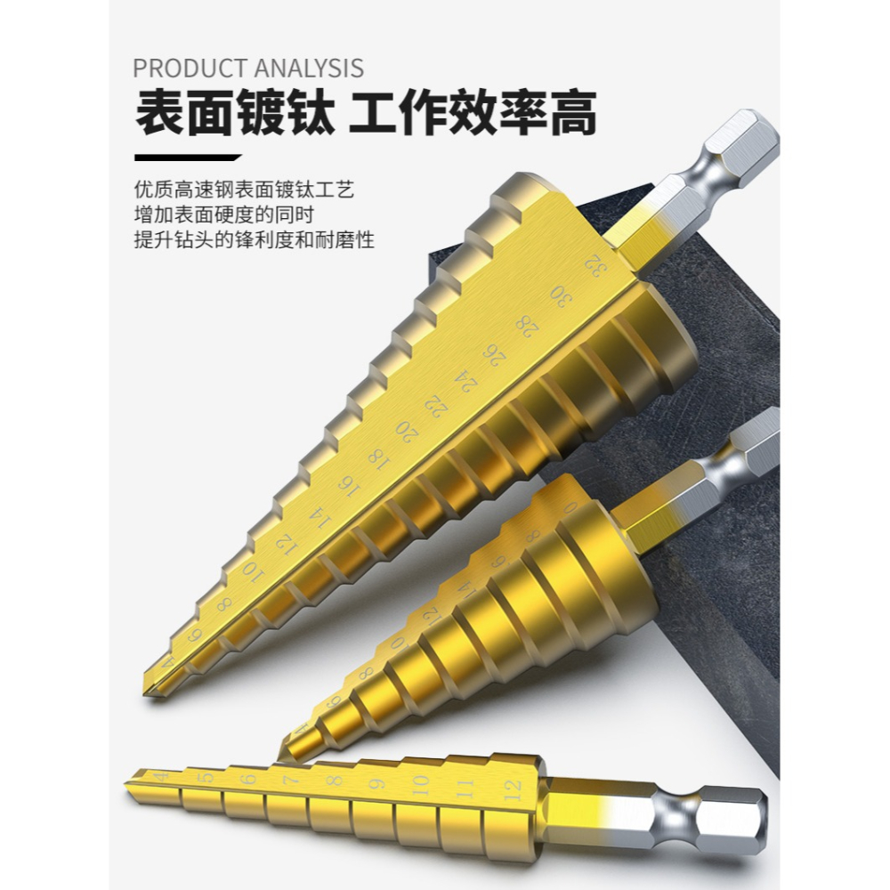 寶塔鉆頭打孔擴孔鉆頭錐形階梯鋼鐵木工超硬不銹鋼金屬專用開孔器-細節圖10