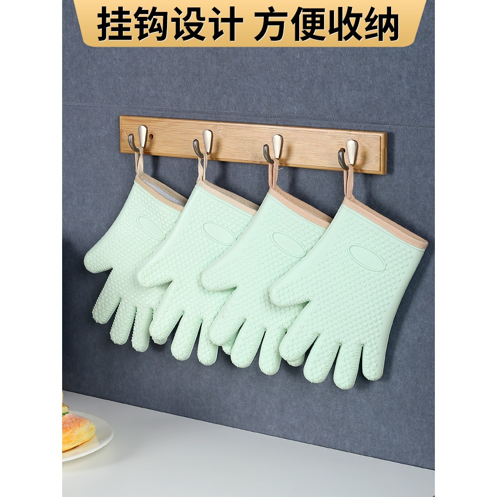 隔熱手套防燙手套硅膠廚房隔熱烤箱手套烘焙耐高溫加厚微波爐手套-細節圖2