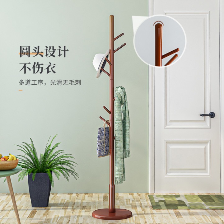 實木衣帽架落地臥室內單桿式晾曬簡易掛衣服架子家用多功能掛包架-細節圖3