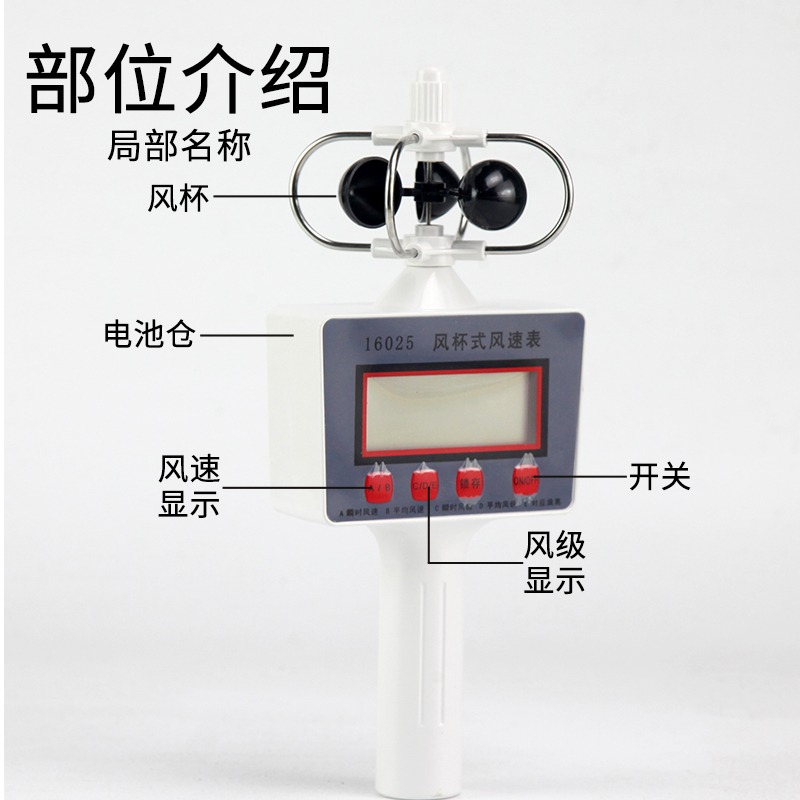 風速表風杯式風速表風向風速儀輕風表風速計小學科學氣象風級-細節圖3