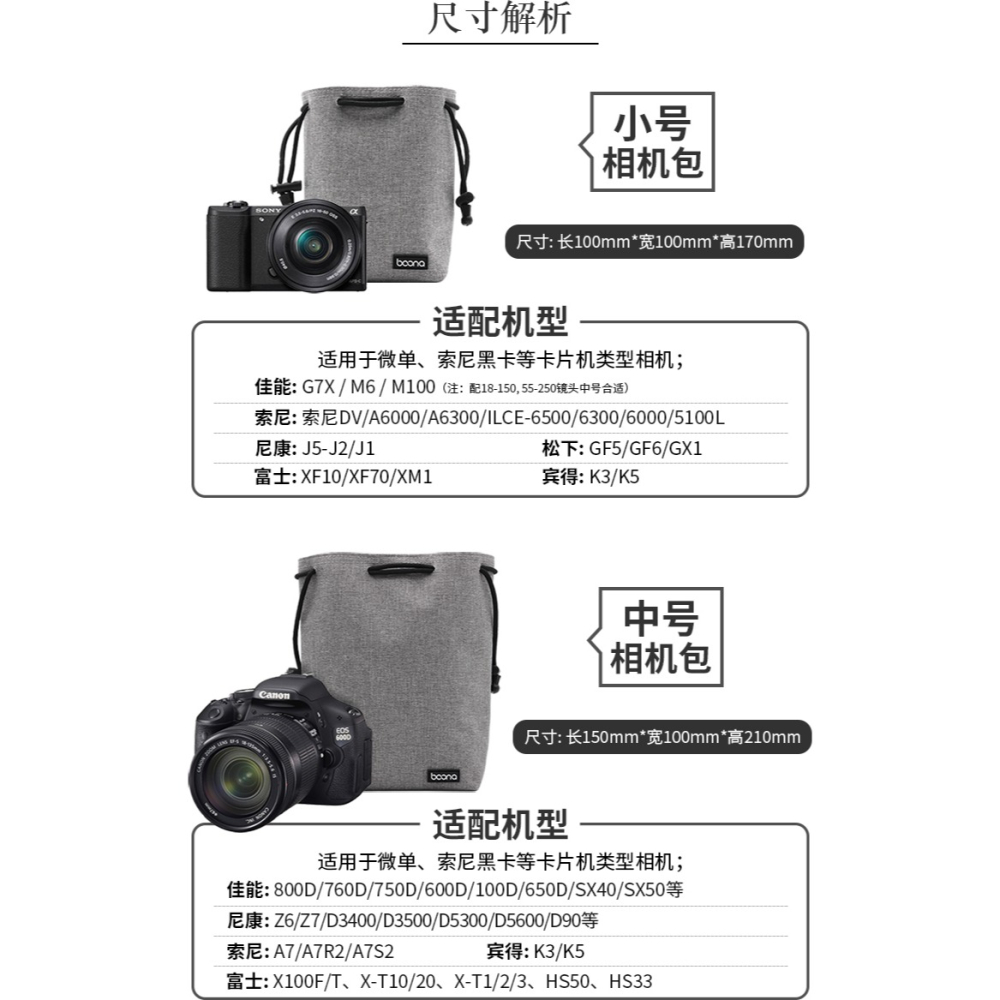 包納微單收納包相機內膽包適用索尼佳能尼康富士鏡頭便攜收納袋套sony數碼相機套黑卡內膽包防水保護套鏡頭m6-細節圖10