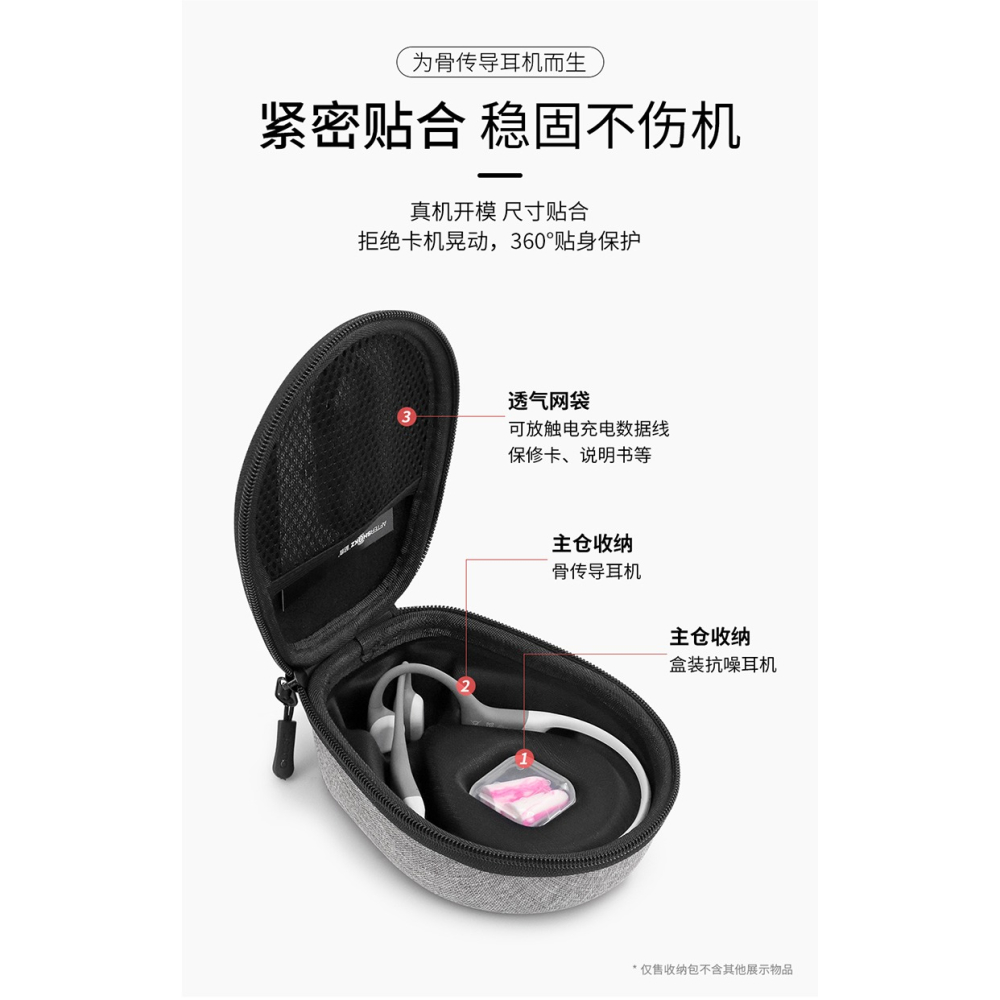 包納骨傳導耳機收納包抗壓防震便攜收納盒適用韶音AS660/AS650-細節圖9