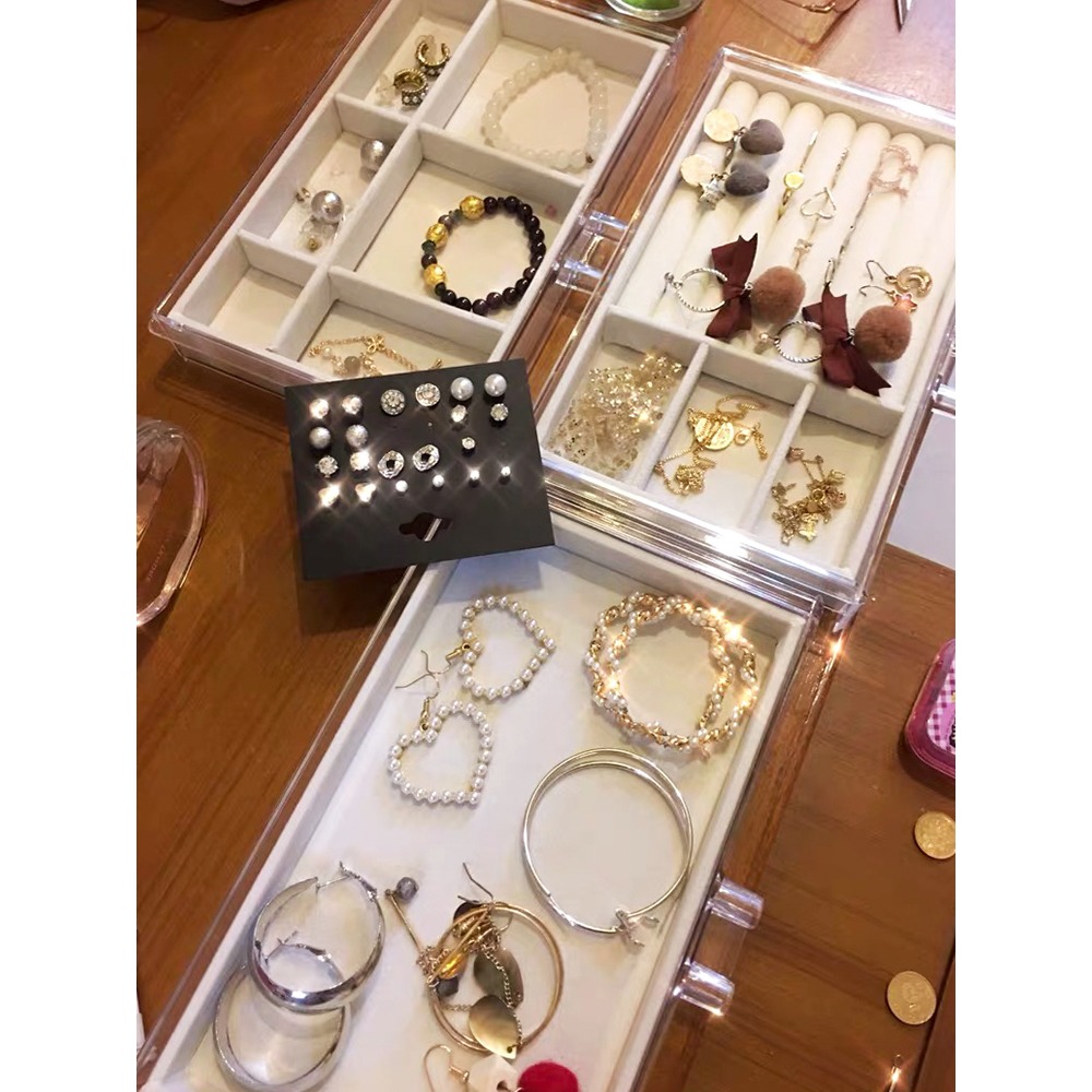 精美禮品透明塑料桌面首飾盒手錶收納盒耳環耳釘發卡耳夾小飾品-細節圖4