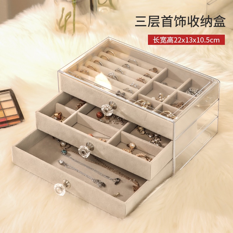 精美禮品透明塑料桌面首飾盒手錶收納盒耳環耳釘發卡耳夾小飾品-細節圖6