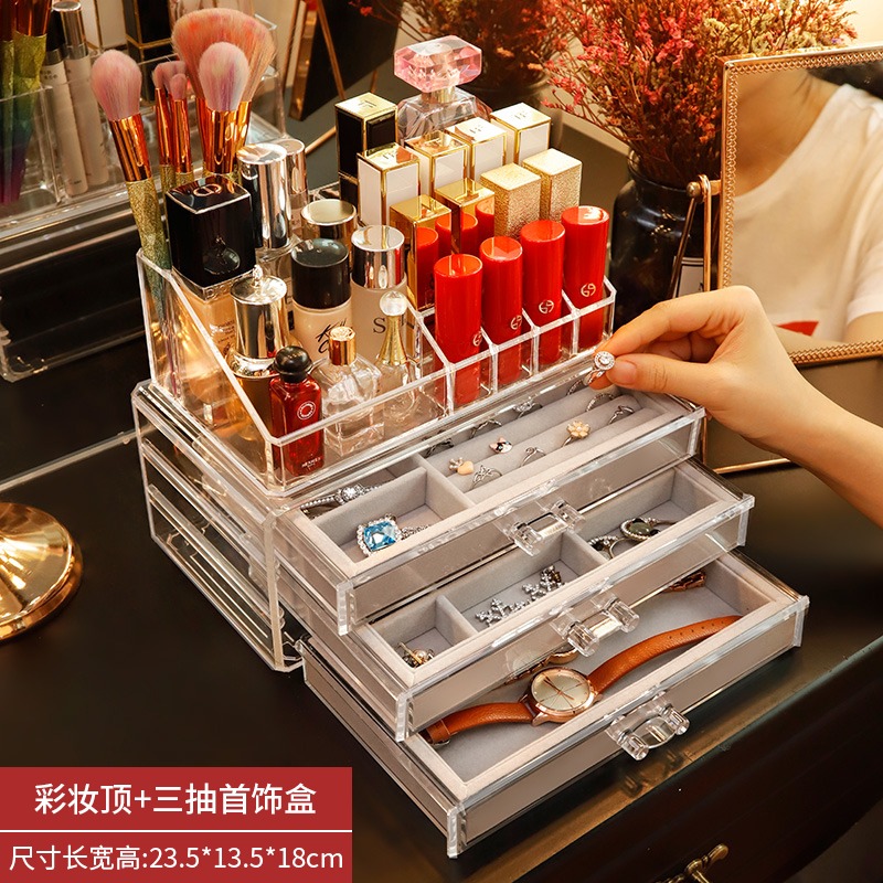 精美禮品透明塑料桌面首飾盒手錶收納盒耳環耳釘發卡耳夾小飾品-細節圖9