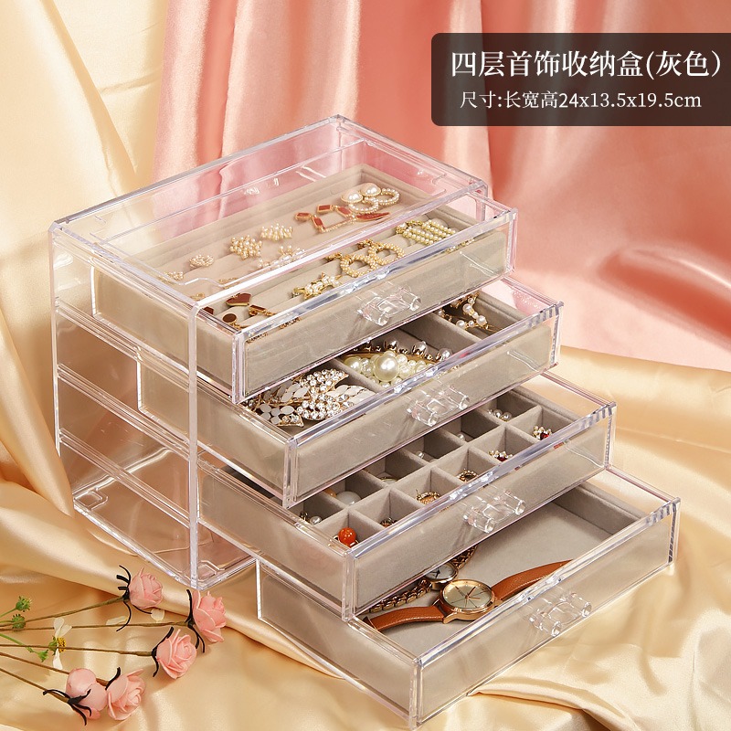 精美禮品透明塑料桌面首飾盒手錶收納盒耳環耳釘發卡耳夾小飾品-細節圖10