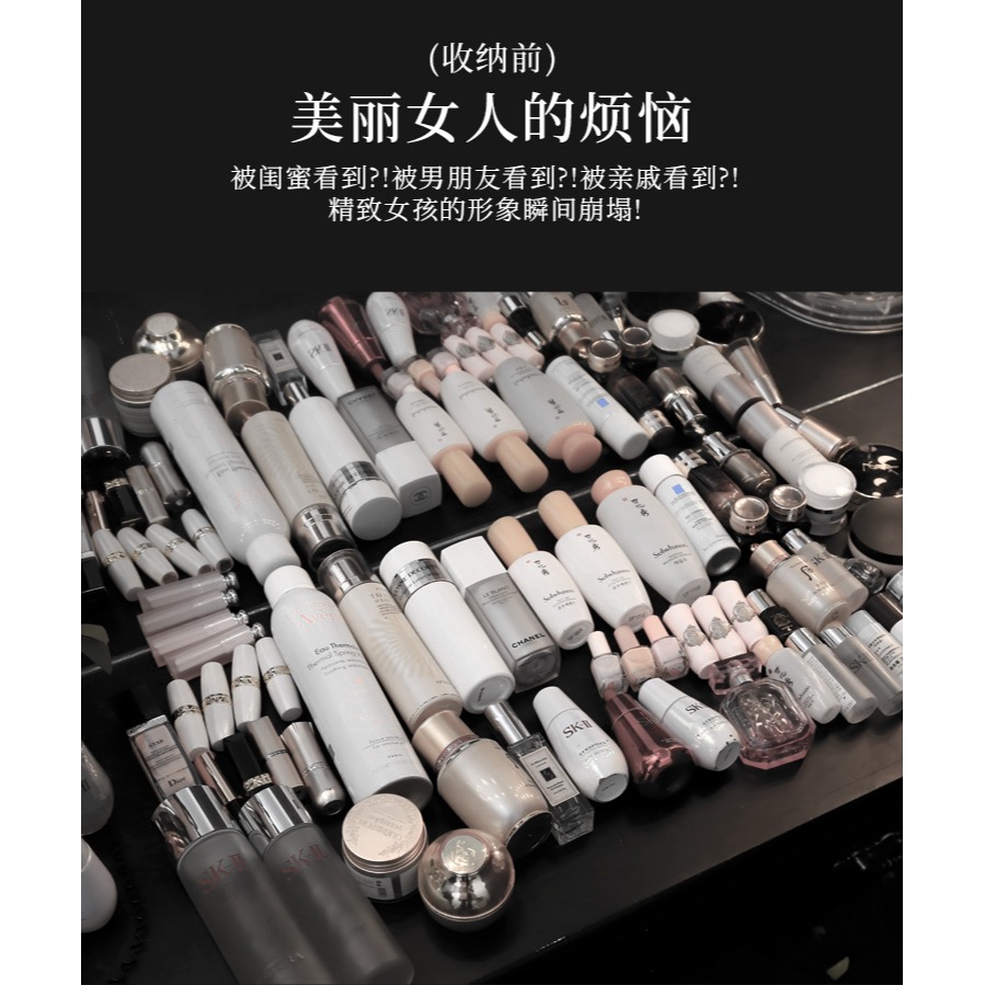 化妝品收納盒旋轉透明桌面整理亞克力梳妝臺口紅彩妝護膚品置物架-細節圖7