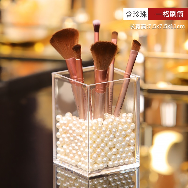 化妝刷收納筒透明亞克力小桌面梳妝臺口紅彩妝美妝工具刷子眉筆桶-細節圖6