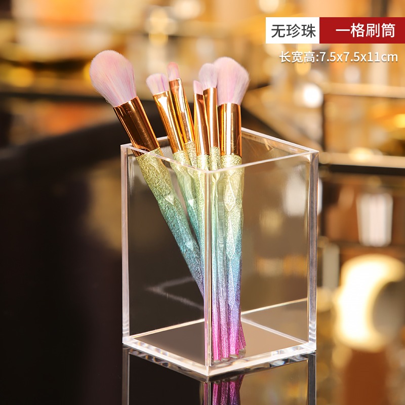 化妝刷收納筒透明亞克力小桌面梳妝臺口紅彩妝美妝工具刷子眉筆桶-細節圖7