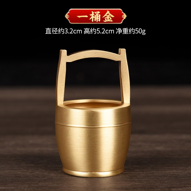 一桶金擺件純銅創意復古銅缸聚寶盆黃銅房間客廳辦公室小號裝飾品-細節圖7