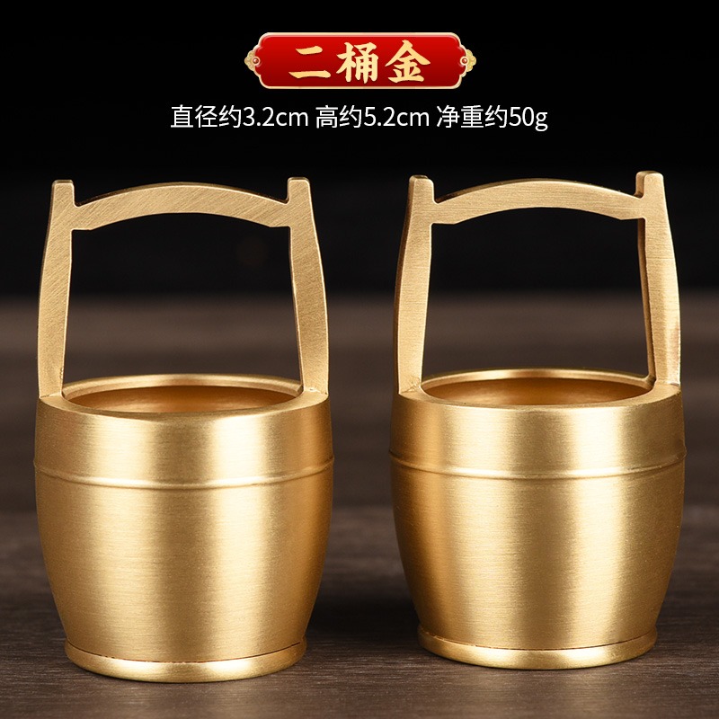 一桶金擺件純銅創意復古銅缸聚寶盆黃銅房間客廳辦公室小號裝飾品-細節圖9