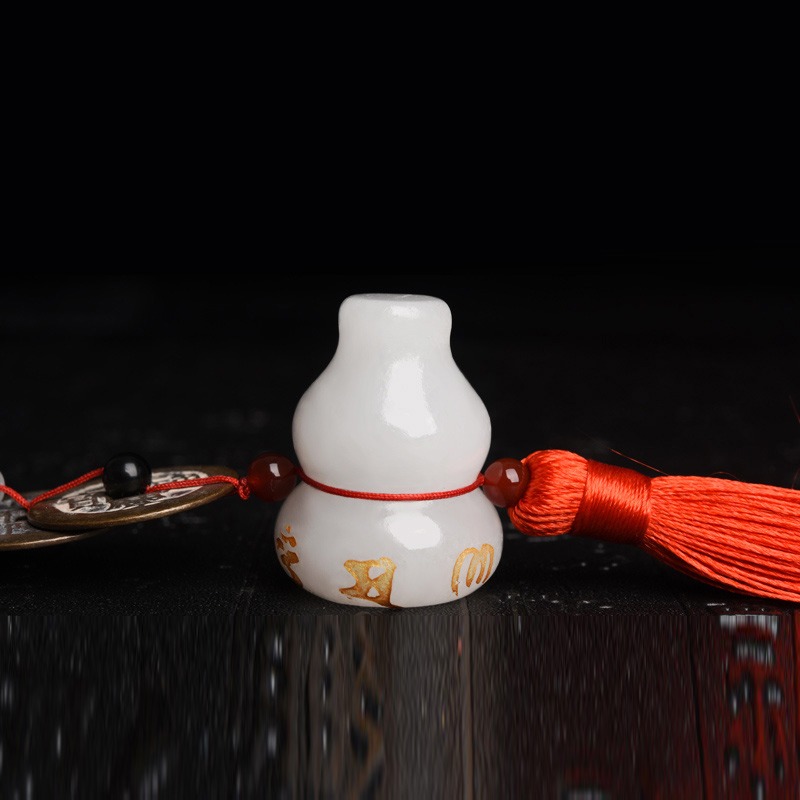 五帝錢真品白玉葫蘆壓門檻石專用過門石下壓的銅錢六帝古幣掛件-細節圖3