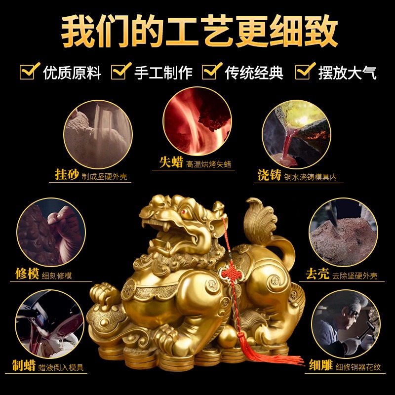 銅貔貅擺件皮丘全銅一對公母貔恘玄關辦公室客廳店鋪-細節圖5