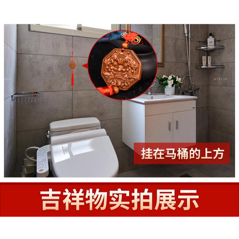 桃木獸頭獅咬劍虎頭八卦鏡凸鏡凹鏡廁所門對門家居大門用掛件-細節圖7