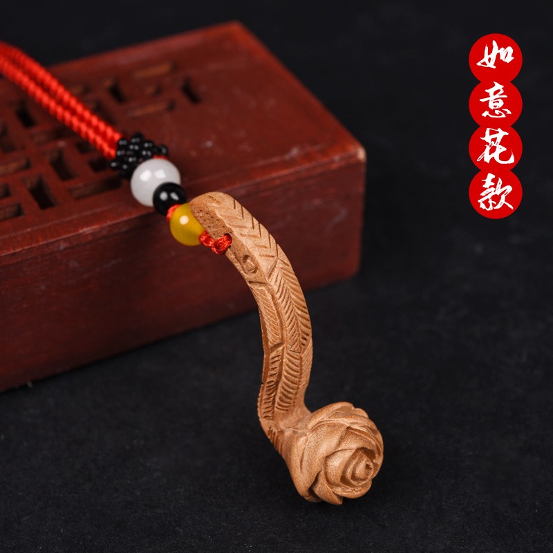 寶寶掛件 隨身桃木劍鑰匙扣掛飾如意鎖項鏈護身小孩兒童吊墜-細節圖9
