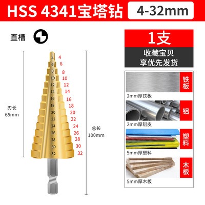 寶塔鉆頭萬能螺旋階梯塔型擴孔器不銹鋼鐵鋁板金屬打孔開孔器鉆頭-細節圖8