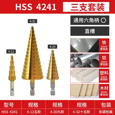 寶塔鉆頭萬能螺旋階梯塔型擴孔器不銹鋼鐵鋁板金屬打孔開孔器鉆頭-細節圖9