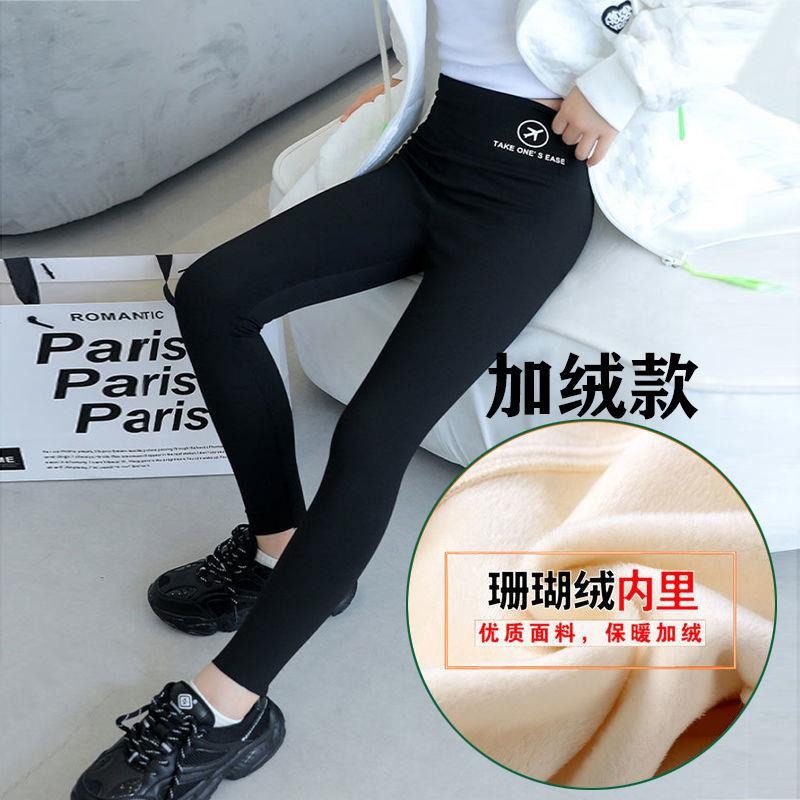 女童鯊魚褲秋冬新款外穿褲高腰加絨兒童芭比褲女孩中大童打底褲潮-細節圖6