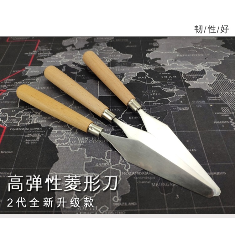 高彈性不銹鋼調墨刀調油刀錫膏塗料絲印油墨調色攪拌刮刀韌性棱形-細節圖7