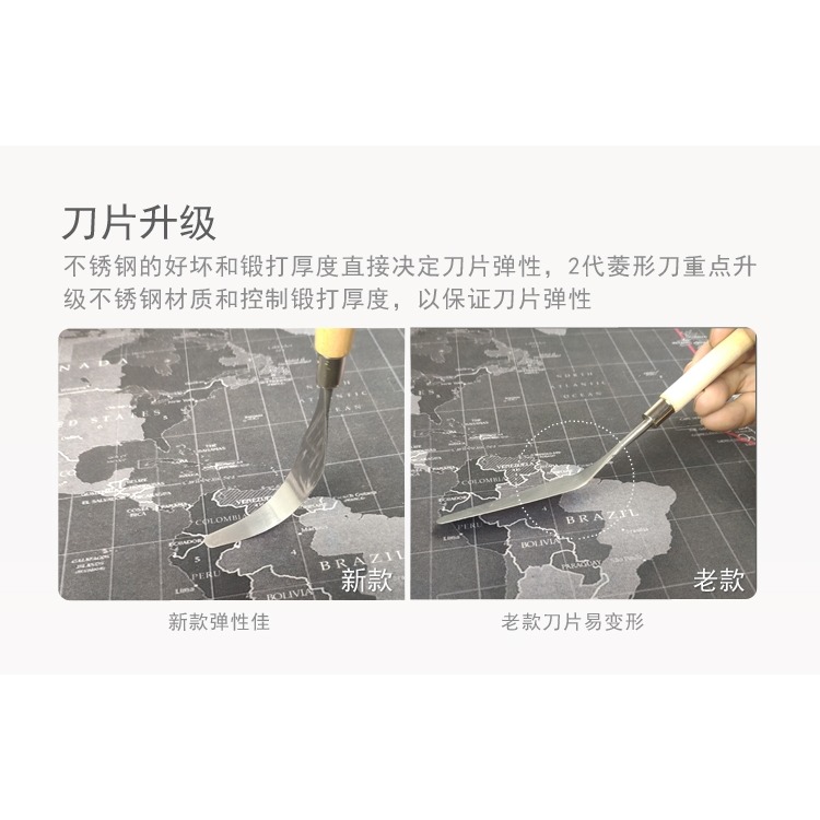 高彈性不銹鋼調墨刀調油刀錫膏塗料絲印油墨調色攪拌刮刀韌性棱形-細節圖9