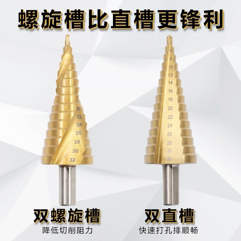 開孔神器寶塔鉆頭階梯轉頭打鋼板擴孔開鍍鋅鋼管鉆孔不銹鋼鐵板-細節圖4