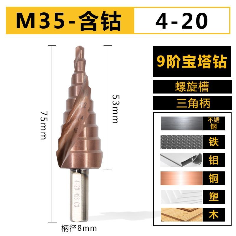 開孔神器寶塔鉆頭階梯轉頭打鋼板擴孔開鍍鋅鋼管鉆孔不銹鋼鐵板-細節圖6