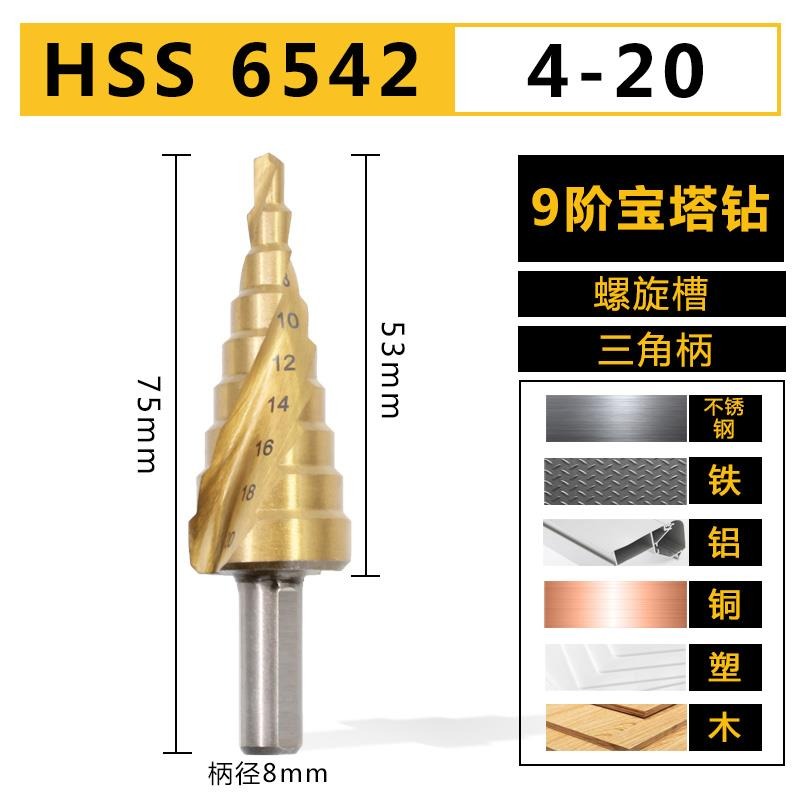 開孔神器寶塔鉆頭階梯轉頭打鋼板擴孔開鍍鋅鋼管鉆孔不銹鋼鐵板-細節圖7