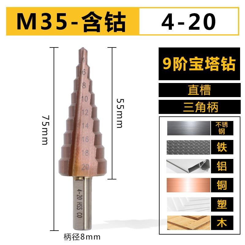開孔神器寶塔鉆頭階梯轉頭打鋼板擴孔開鍍鋅鋼管鉆孔不銹鋼鐵板-細節圖8